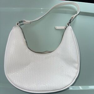 White Textured Hobo Bag